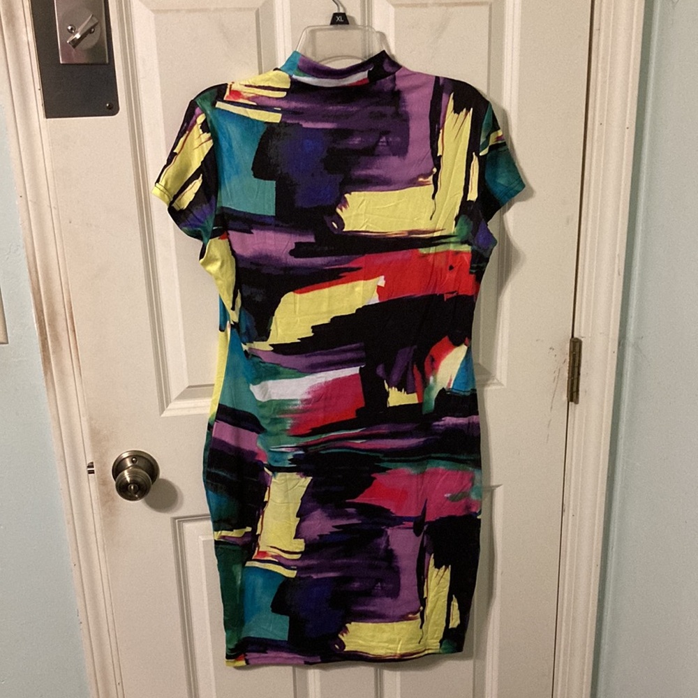 NWOT Vibrant BOLD Multi Color Dress M/L - Picture 3 of 11